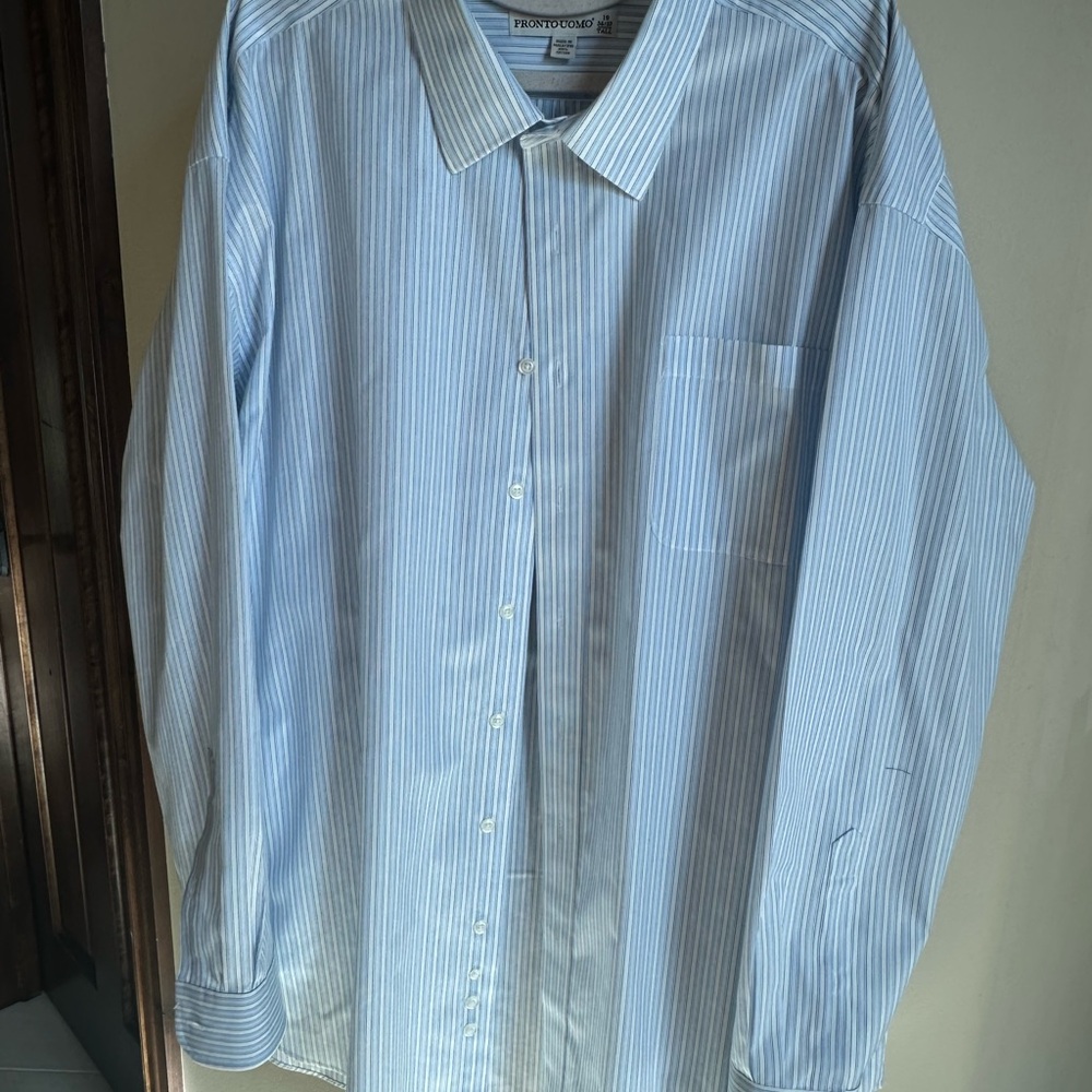 Pronto Uomo Sky Blue Striped Dress Shirt